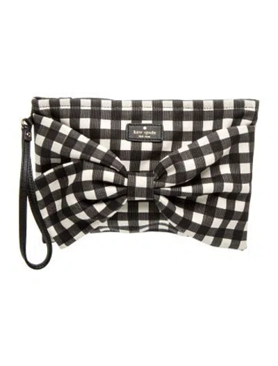 Pre-owned Kate Spade Canvas Clutch In Black/white