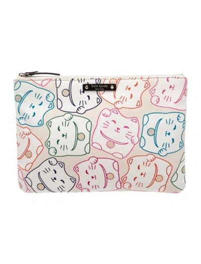 Pre-owned Kate Spade Canvas Clutch In Neutrals