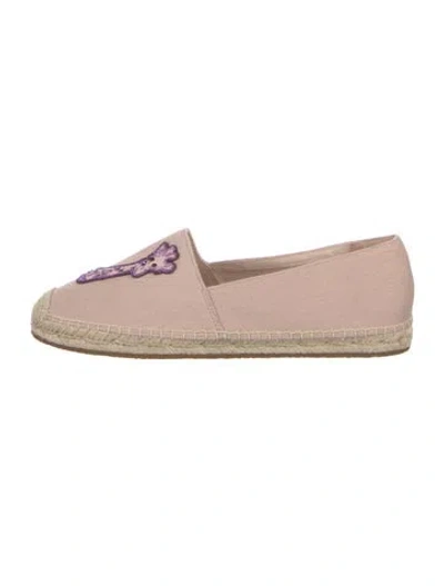 Pre-owned Kate Spade Canvas Crystal Embellishments Espadrilles In Neutral