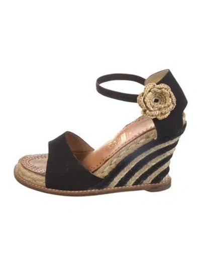 Pre-owned Kate Spade Canvas Espadrilles In Black