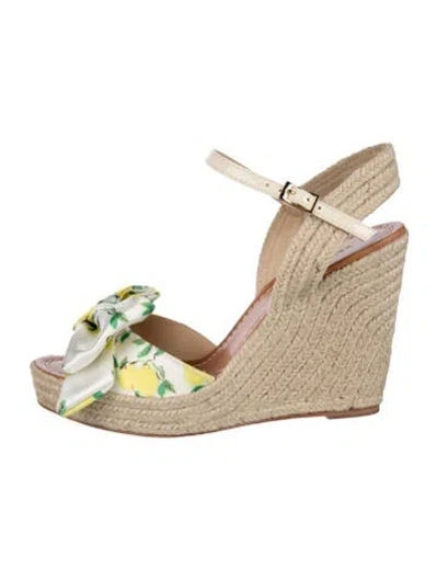 Pre-owned Kate Spade Canvas Floral Print Espadrilles In White
