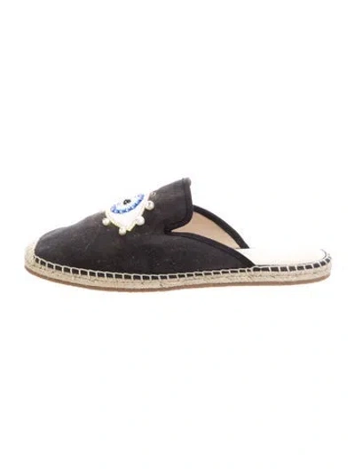 Pre-owned Kate Spade Canvas Graphic Print Espadrilles In Black