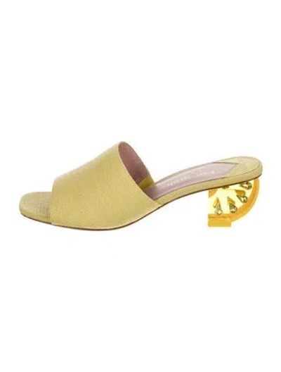 Pre-owned Kate Spade Canvas Mules In Yellow