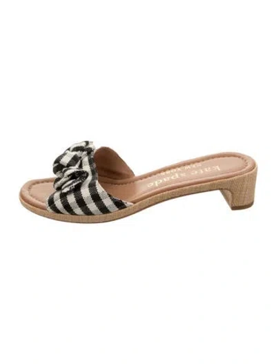 Pre-owned Kate Spade Canvas Patterned Slides In Neutrals
