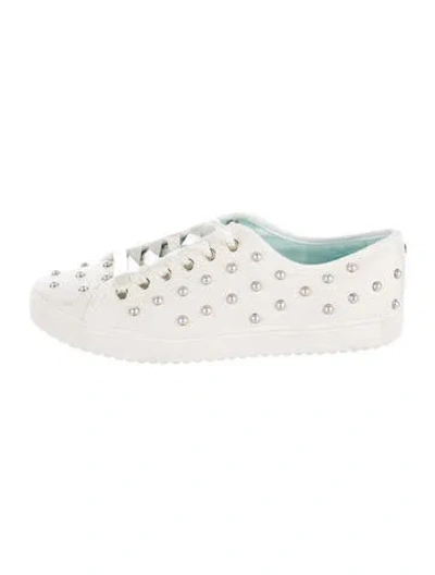 Pre-owned Kate Spade Canvas Patterned Sneakers In White