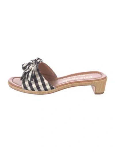 Pre-owned Kate Spade Canvas Plaid Print Slides In White