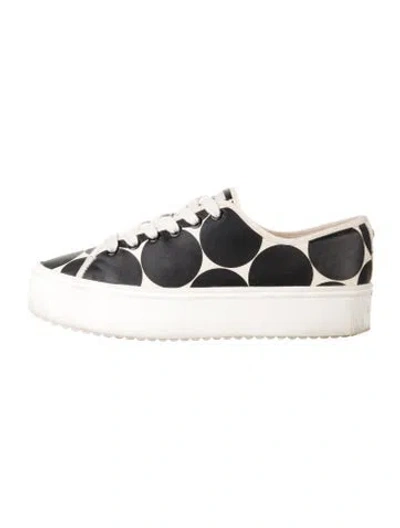 Pre-owned Kate Spade Canvas Polka Dot Print Sneakers In Black