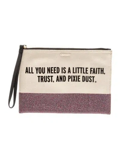 Pre-owned Kate Spade Canvas Portfolio In Neutral