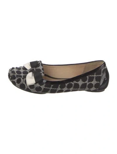 Pre-owned Kate Spade Canvas Printed Ballet Flats In Black