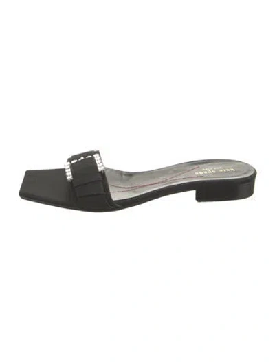 Pre-owned Kate Spade Canvas Slides In Black