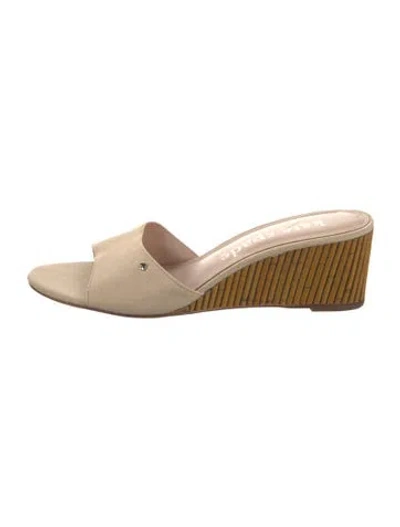 Pre-owned Kate Spade Canvas Slides In Neutral