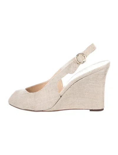 Pre-owned Kate Spade Canvas Slingback Pumps In Neutral