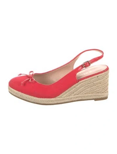 Pre-owned Kate Spade Canvas Slingback Pumps In Red