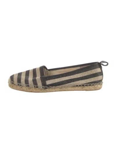 Pre-owned Kate Spade Canvas Striped Espadrilles In Neutral