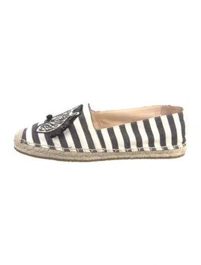 Pre-owned Kate Spade Canvas Striped Espadrilles In White