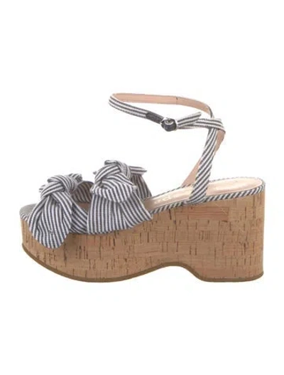 Pre-owned Kate Spade Canvas Striped Sandals In White