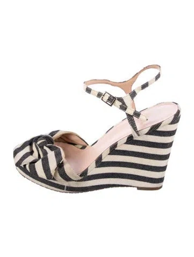 Pre-owned Kate Spade Canvas Striped Slingback Sandals In Neutral