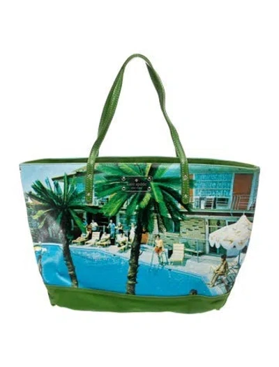 Pre-owned Kate Spade Canvas Tote In Blue