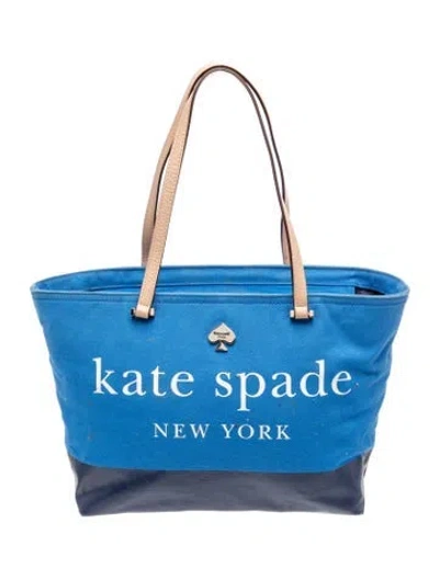 Pre-owned Kate Spade Canvas Tote In Blue