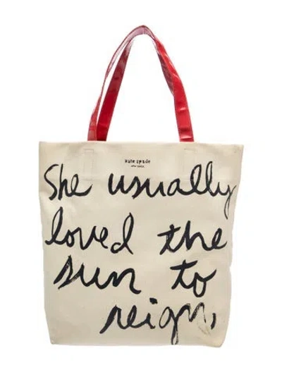 Pre-owned Kate Spade Canvas Tote In Neutral
