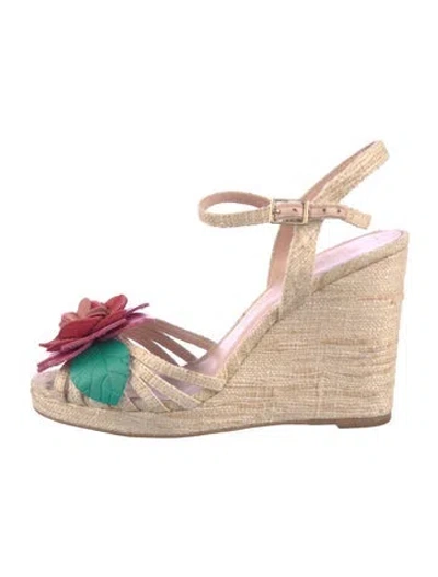 Pre-owned Kate Spade Canvas Tweed Pattern Sandals In Neutral