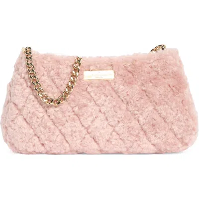 Kate Spade Carey Quilted Faux Fur Small Crossbody Bag In Rose Smoke