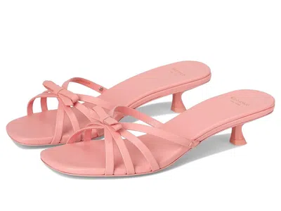 Kate Spade Carolina Pebbled Leather Kitten Heel Sandals In Orange