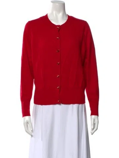 Pre-owned Kate Spade Cashmere Crew Neck Sweater In Red