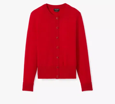 Kate Spade Crew-neck Cashmere Cardigan In Red
