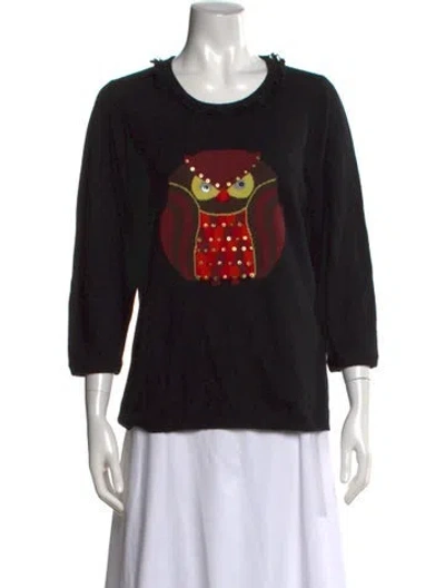 Pre-owned Kate Spade Cashmere Graphic Print Sweater In Black