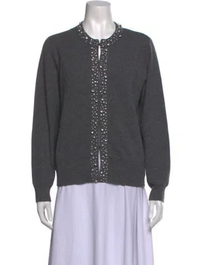 Pre-owned Kate Spade Cashmere Open Front Sweater In Grey