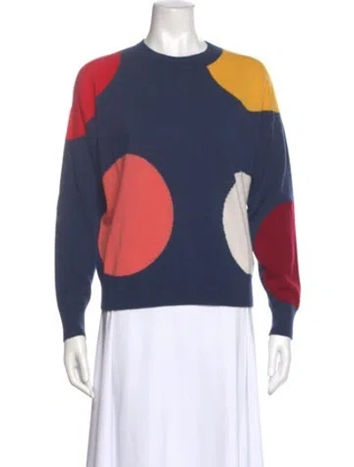 Pre-owned Kate Spade Cashmere Printed Sweater In Blue