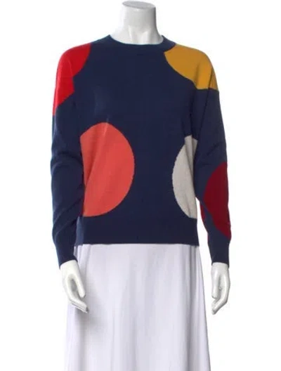 Pre-owned Kate Spade Cashmere Printed Sweater W/ Tags In Blue