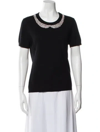 Pre-owned Kate Spade Cashmere Scoop Neck Sweater In Black