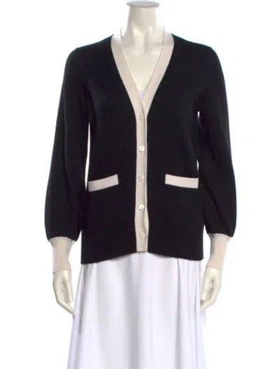 Pre-owned Kate Spade Cashmere V-neck Sweater In Black