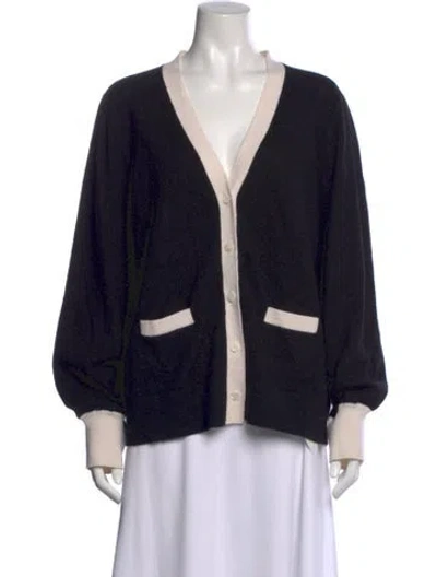 Pre-owned Kate Spade Cashmere V-neck Sweater In Black