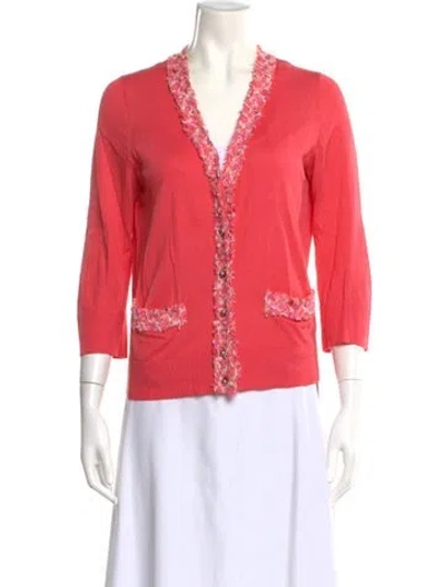 Pre-owned Kate Spade Cashmere V-neck Sweater In Pink