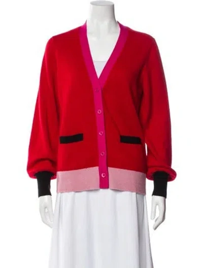 Pre-owned Kate Spade Cashmere V-neck Sweater In Red