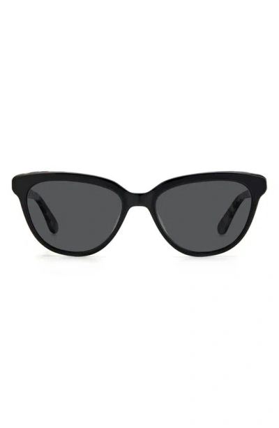 Kate Spade Cayennes 54mm Cat Eye Sunglasses In Black/ Grey Polar