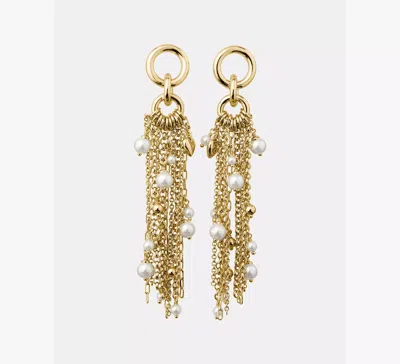 Kate Spade Gold-tone Chain Reaction Tassel Chandelier Earrings In White