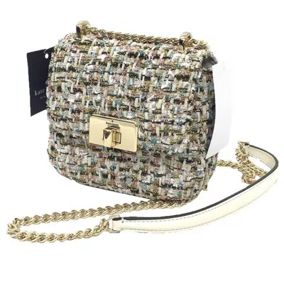 Pre-owned Kate Spade Champagne Gold Tweed Leather Shoulder Bag ()