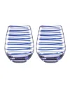 Kate Spade Charlotte St Stemless Wine Glasses In Blue