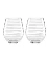 Kate Spade Charlotte St Stemless Wine Glasses In Grey