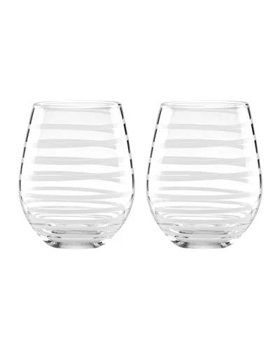 Kate Spade Charlotte St Stemless Wine Glasses In Gray