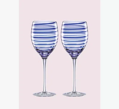 Kate Spade Charlotte Street Wine Glass Pair In Blue