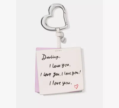 Kate Spade Charmed Love Notes Bag Charm In Silver