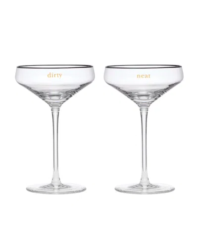 Kate Spade Cheers To Us Dirty & Neat Martini Glasses 2-piece Set In Clear