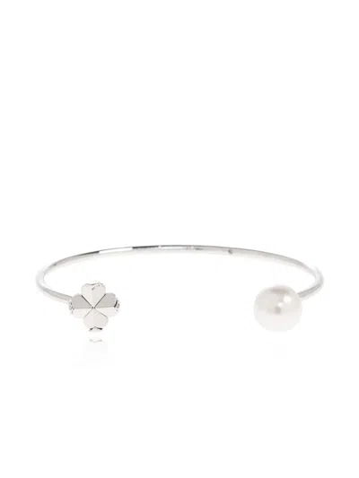 Kate Spade Clover-motif Cuff Bracelet In Metallic