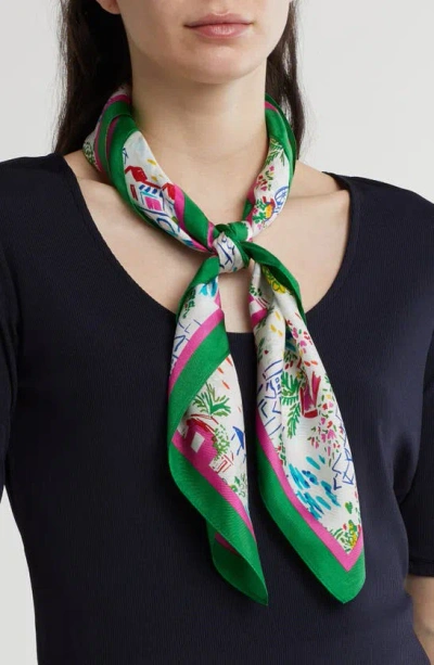 Kate Spade Coastal Vacation Silk Square Scarf In Green