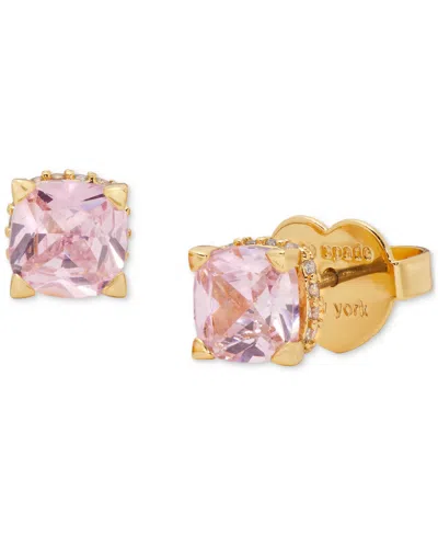 Kate Spade Color Cubic Zirconia Square Stud Earrings In Pink/gold